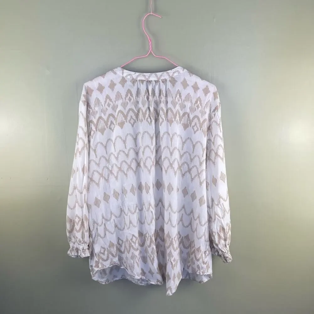 Sonoma printed gauze v-neck button down blouse - Picture 4 of 6